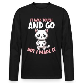 Stomach Pain Survivor Stomach Pain - Men's Premium Organic Long Sleeve Shirt - black - Front - Nico (187cm)