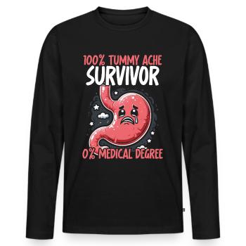 Stomach Pain Survivor Stomach Pain - Men's Premium Organic Long Sleeve Shirt - black - Front - Nico (187cm)