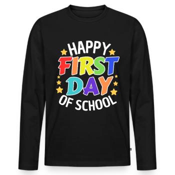 Premier jour d’école Spruch Début de l’école - T-shirt manches longues Premium bio Homme - noir - Devant - Nico (187cm)