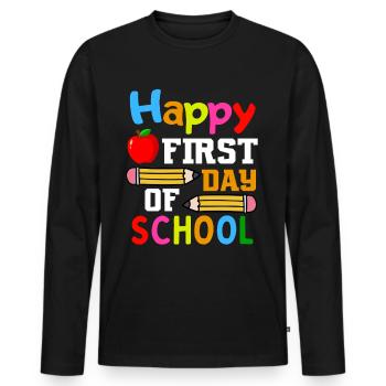 First day of school Start of school - Men's Premium Organic Long Sleeve Shirt - black - Front - Nico (187cm)