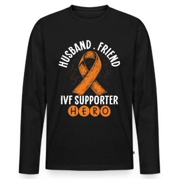 Awareness of Infertility IVF Fertilization - Men's Premium Organic Long Sleeve Shirt - black - Front - Nico (187cm)
