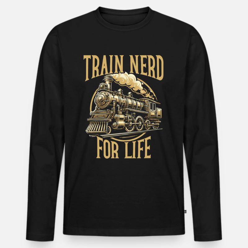 train driver train lover station - Men's Premium Organic Long Sleeve Shirt - black
