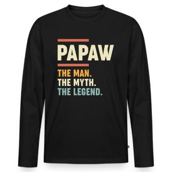 Papaw Der Mann Der Mythos Die Legende - Männer Premium Bio Langarmshirt - Schwarz - Vorne - Nico (187cm)