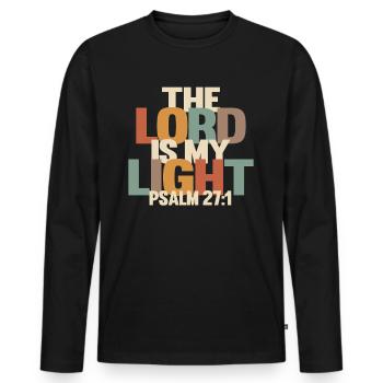 L’Éternel est ma lumière - Psaume 27:1 - T-shirt manches longues Premium bio Homme - noir - Devant - Nico (187cm)