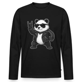 Musique Rock, Panda, Panda, Main De Roche, Heavy Metal - T-shirt manches longues Premium bio Homme - noir - Devant - Nico (187cm)