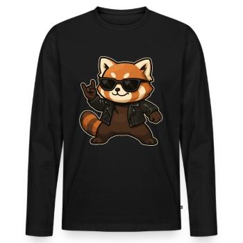 Musique Rock, Panda Roux, Main De Roche, Heavy Metal - T-shirt manches longues Premium bio Homme - noir - Devant - Nico (187cm)