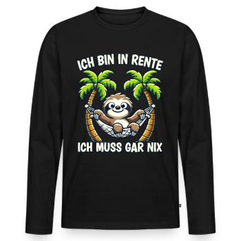 ich bin in Rente ich muss gar nix Rente Ruhestand - Männer Premium Bio Langarmshirt - Schwarz - Vorne - Nico (187cm)