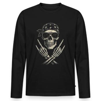 Musique Rock, Crâne, Main De Roche, Heavy Metal - T-shirt manches longues Premium bio Homme - noir - Devant - Nico (187cm)