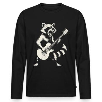Guitare, Rock, Raton laveur, Guitariste, Heavy Metal - T-shirt manches longues Premium bio Homme - noir - Devant - Nico (187cm)