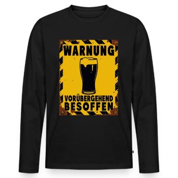 Warning sign beer mood – temporarily drunk - Men's Premium Organic Long Sleeve Shirt - black - Front - Nico (187cm)