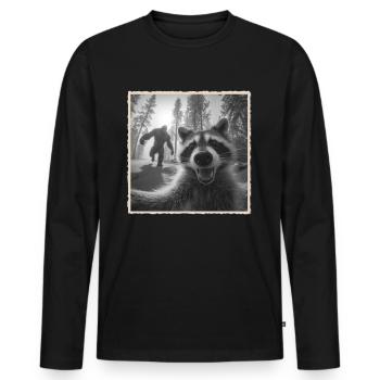 raton laveur, selfie, Bigfoot, drôle de raton laveur Photo - T-shirt manches longues Premium bio Homme - noir - Devant - Nico (187cm)
