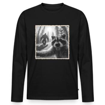 raton laveur, selfie, Bigfoot, drôle de raton laveur Photo - T-shirt manches longues Premium bio Homme - noir - Devant - Nico (187cm)