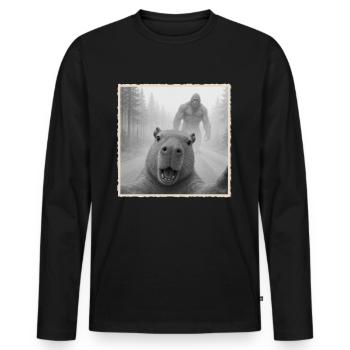 Capybara, Selfie, Bigfoot, Capybara Drôle - T-shirt manches longues Premium bio Homme - noir - Devant - Nico (187cm)