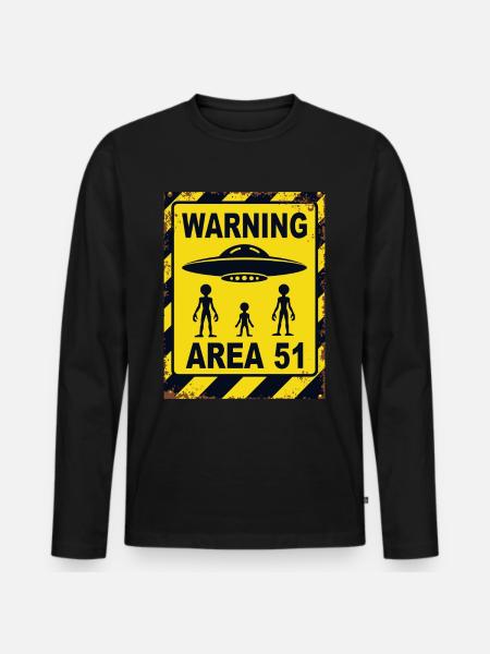 Area 51 UFO-Warnung – Betreten auf eigene Gefahr - Männer Premium Bio Langarmshirt - Schwarz