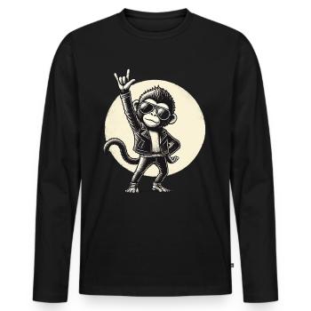 Rock, Rocker, Musique rock, Heavy metal, Rock Hand - T-shirt manches longues Premium bio Homme - noir - Devant - Nico (187cm)