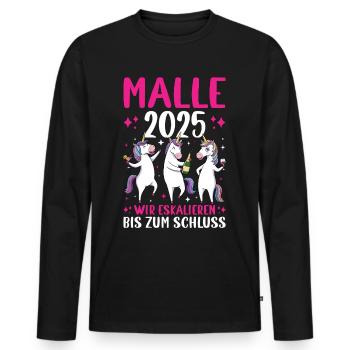 Malle 2025 Nous intensifions jusqu’au bout - T-shirt manches longues Premium bio Homme - noir - Devant - Nico (187cm)
