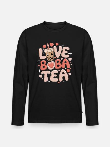 Love Boba Tea, Japanese - Men's Premium Organic Long Sleeve Shirt - black