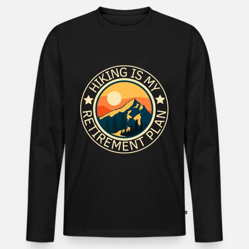 Wandern ist mein Ruhestandsplan - Männer Premium Bio Langarmshirt - Schwarz