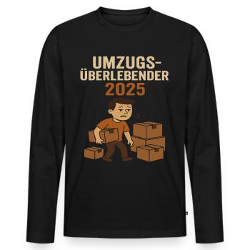 Umzüge Helfer Überlebender 2025 Wohnung - Männer Premium Bio Langarmshirt - Schwarz - Vorne - Nico (187cm)