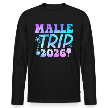 Malle Trip 2026 Palmen Cocktail Gruppenurlaub - Männer Premium Bio Langarmshirt - Schwarz - Vorne - Nico (187cm)