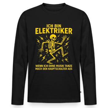 Elektriker Spruch Lustig, Ich bin Elektriker - Männer Premium Bio Langarmshirt - Schwarz - Vorne - Nico (187cm)
