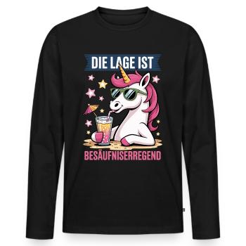 Die Lage Ist Besäufniserregend Einhorn Party - Männer Premium Bio Langarmshirt - Schwarz - Vorne - Nico (187cm)