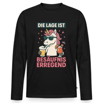 Die Lage Ist Besäufniserregend Einhorn Party - Männer Premium Bio Langarmshirt - Schwarz - Vorne - Nico (187cm)