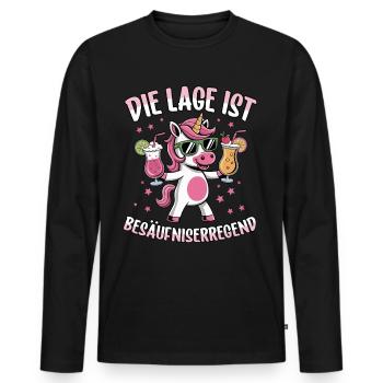 Die Lage Ist Besäufniserregend Einhorn Party - Männer Premium Bio Langarmshirt - Schwarz - Vorne - Nico (187cm)