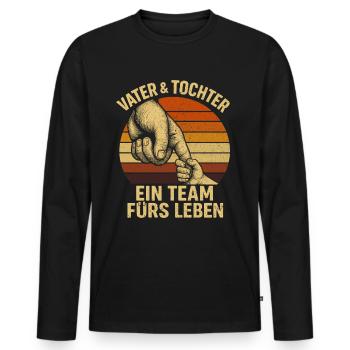 Vater und Tochter Papa und Tochter - ein team - Männer Premium Bio Langarmshirt - Schwarz - Vorne - Nico (187cm)