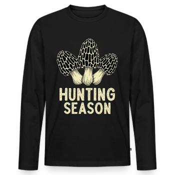 Saison de chasse - T-shirt manches longues Premium bio Homme - noir - Devant - Nico (187cm)