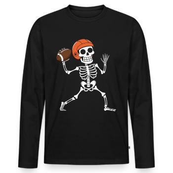 Halloween, Skeleton, Football, Halloween Party - Men's Premium Organic Long Sleeve Shirt - black - Front - Nico (187cm)