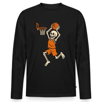 Halloween, Skeleton, Basketball, Halloween Party - Men's Premium Organic Long Sleeve Shirt - black - Front - Nico (187cm)