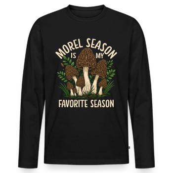 Morels Season Is My Favorite Season - Männer Premium Bio Langarmshirt - Schwarz - Vorne - Nico (187cm)