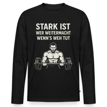 Chemise de fitness Gym Sport Style - T-shirt manches longues Premium bio Homme - noir - Devant - Nico (187cm)