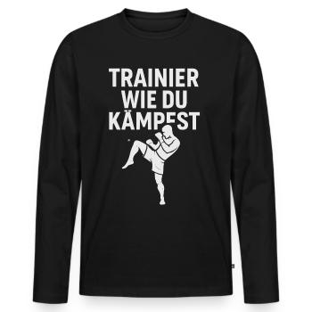 Chemise de fitness Gym Sport Style - T-shirt manches longues Premium bio Homme - noir - Devant - Nico (187cm)