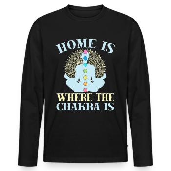 Yoga Home Is Where The Chakra Is Funny Yoga - Männer Premium Bio Langarmshirt - Schwarz - Vorne - Nico (187cm)