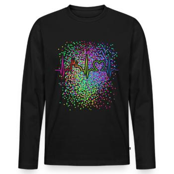 Confettis Cologne Carnaval Déguisement Arc-en-ciel - T-shirt manches longues Premium bio Homme - noir - Devant - Nico (187cm)