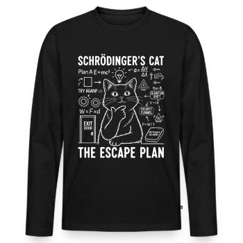 Le plan d’évasion du chat de Schrödinger - T-shirt manches longues Premium bio Homme - noir - Devant - Nico (187cm)