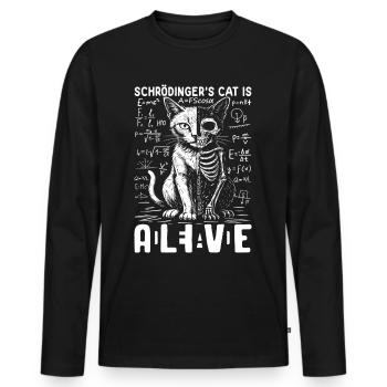 Le chat de Schrödinger mort et vif - T-shirt manches longues Premium bio Homme - noir - Devant - Nico (187cm)