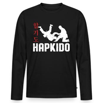 Hapkido - T-shirt manches longues Premium bio Homme - noir - Devant - Nico (187cm)