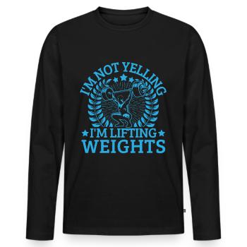 Fitness Motivation Bodybuilder Not Yelling Lifting - Men's Premium Organic Long Sleeve Shirt - black - Front - Nico (187cm)