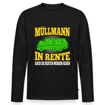 Retired garbage collector Garbage truck Garbage man pensioner - Men's Premium Organic Long Sleeve Shirt - black - Front - Nico (187cm)
