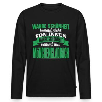 Mönchengladbach Geschenk Herren Hooligan Ultras - Männer Premium Bio Langarmshirt - Schwarz - Vorne - Nico (187cm)