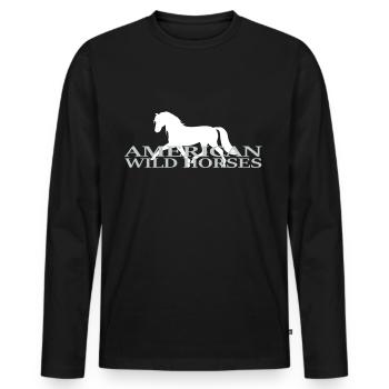 Chevaux, Cheval, Western Equitation, Filles, Équitation - T-shirt manches longues Premium bio Homme - noir - Devant - Nico (187cm)