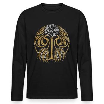 Art Nouveau, Vintage 1900, Mandala motif - Men's Premium Organic Long Sleeve Shirt - black - Front - Nico (187cm)