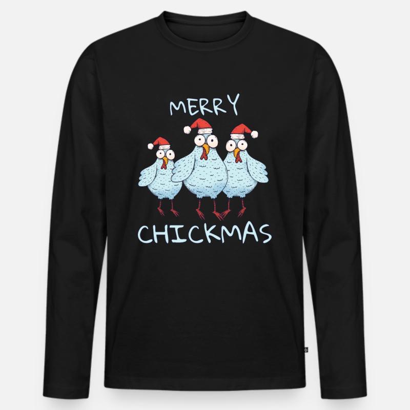 Merry Chickmas - Männer Premium Bio Langarmshirt - Schwarz