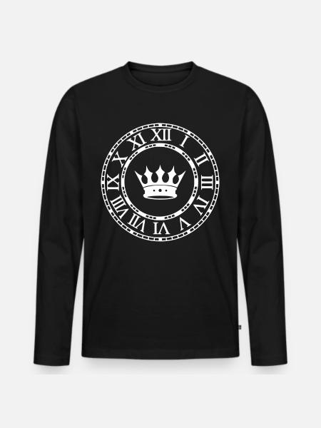 Römische Ziffernuhr - Männer Premium Bio Langarmshirt - Schwarz