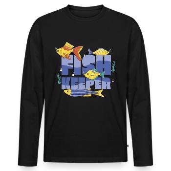 Pisciculteurs Aquarium De pisciculture Fish Keeper - T-shirt manches longues Premium bio Homme - noir - Devant - Nico (187cm)