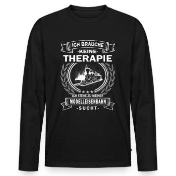 brauche keine Therapie Modelleisenbahn Lokomotive - Männer Premium Bio Langarmshirt - Schwarz - Vorne - Nico (187cm)