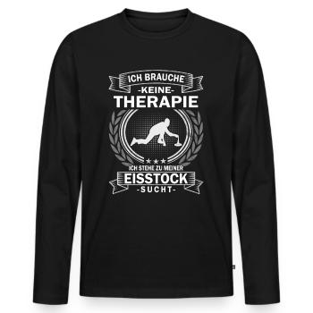 Ich brauche keine Therapie - Eisstock Curling - Männer Premium Bio Langarmshirt - Schwarz - Vorne - Nico (187cm)